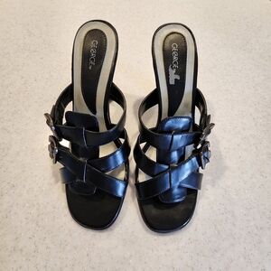 George Black Slip On  Double Buckle Dress Women's Heels  Size 8.5